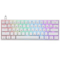 מקלדת גיימינג מכאנית חוטית מוקטנת 60% חברת HK GAMING דגם GK61 הסוויצ'ים צהובים בצבע לבן