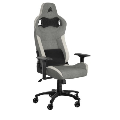 כיסא גיימינג בד אפור ולבן Corsair T3 Rush White Grey