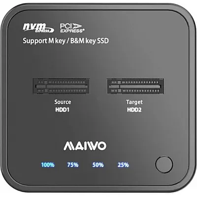 תחנת עגינה ושכפול לכוננים Maiwo K3016P Dual-bay USB3.2 Gen2 Type-C to NVMe M.2 SSD
